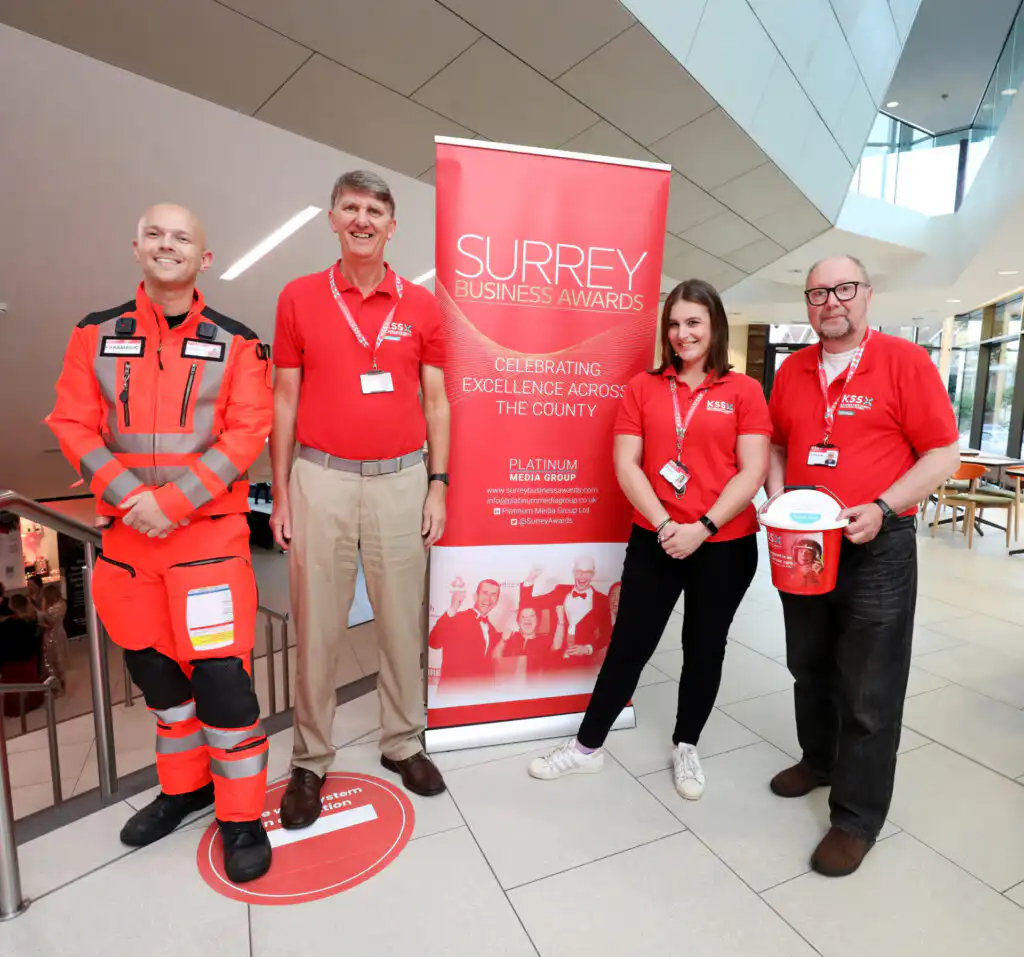 Team KSS bucket collecting at Surrey Business Awards