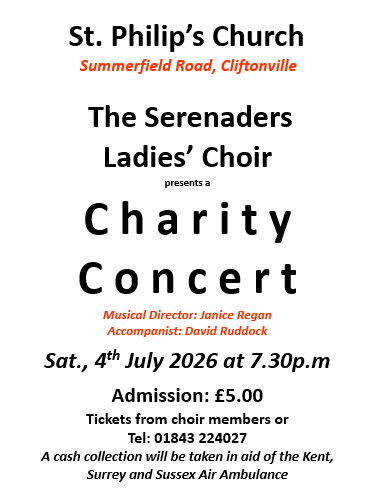 4th July- The Serenaders Ladies' Choir- Charity Concert