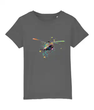 KSS Kids Yellow & Blue Heli Splash T-Shirt- Dark Grey