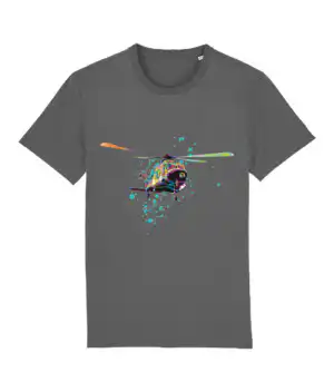 KSS Blue Splash Heli T-Shirt - Charcoal